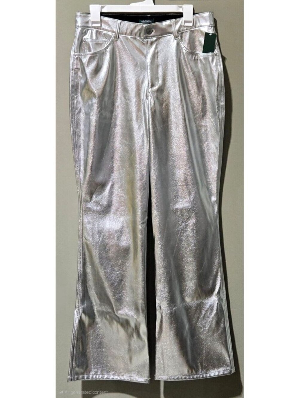 Wild Fable Metallic Silver High Rise & Flare Leg Faux Leather Pants - Size 17 0X